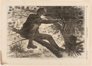 Het leger van de Potomac - een scherpschutter in wachtdienst door Winslow Homer