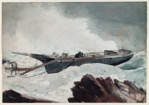 De schipbreukeling, c.1900-10 (aquarel  houtskool op papier) door Winslow Homer