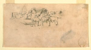 Wagentrein in Kamp door Winslow Homer