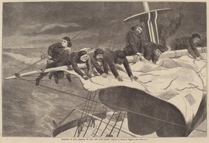Winter op zee - Zeilen inhalen voor de kust, gepubliceerd 1869 door Winslow Homer