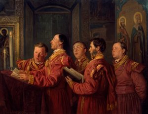 Koorzangers in de kerk