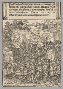 Verovering van Napels, plaat 17 uit Historische Scènes uit het Leven van Keizer Maximiliaan I uit de Triomfboog door Wolf Traut