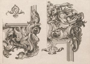 Suggestie voor de Decoratie van de Onderste Rechter- en Bovenste Rechterkant van een Altaarframe, Gedrukt ca. 1750-56 door Wolffgang Christoph Mayr