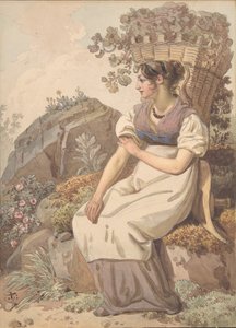 Jonge vrouw in de Vaudois na de druivenoogst