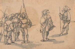 Zes landsknechten door Wolfgang Huber