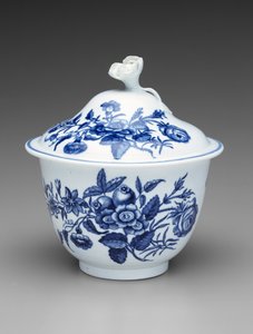 Gedekte Suikerpot, ca. 1760-1780 door Worcester Porcelain Manufactory