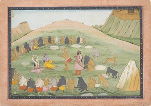 Hanuman Herleeft Rama en Lakshmana met Geneeskrachtige Kruiden..., Ramayana-serie, ca. 1790