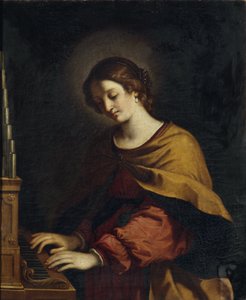 Sint Cecilia als organist door Workshop of Guercino