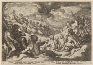 Jupiter Overlegt met de Goden over de Vernietiging van het Universum door Workshop of Hendrick Goltzius, after Hendrick Goltzius