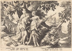 Jupiter in de gedaante van Diana verleidt Callisto