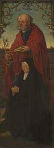 Sint Pieter en een schenker (recto); Sint Thomas (verso) door Workshop of Jacob Cornelisz. van Oostsanen