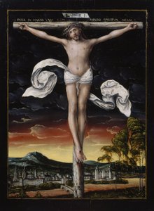 Christus aan het kruis door workshop of Lucas Cranach the Elder