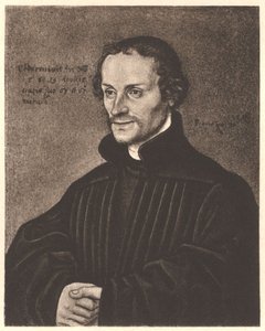 Philipp Melanchthon (1497-1560) door workshop of Lucas Cranach the Elder