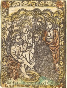 Christus Wast de Voeten van de Apostelen door Workshop of Master of the Borders with