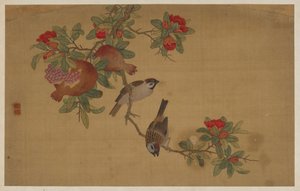 Vogels, Fruit en Bloemen door Wu Zhang