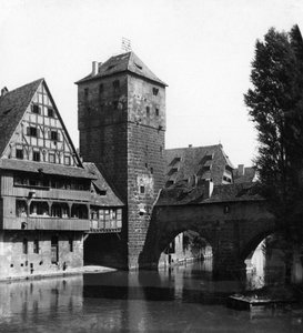 Henkersteg De Beulbrug, Neurenberg, Beieren, Duitsland, ca. 1900s