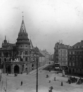 Löwenbräu Keller en Stiglmaierplatz, München, Duitsland, ca. 1900s
