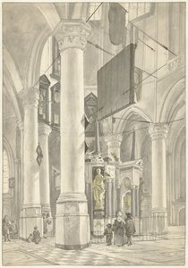 Gezicht in de Nieuwe kerk te Delft, met het grafmonument van Willem van Oranje