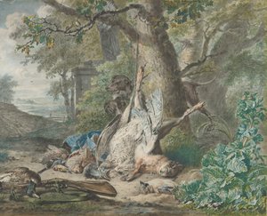 Jachtstilleven in een bos, 1784