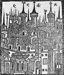 Houtsnede uit The Chronicle of Englonde, 1497