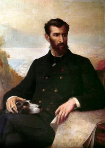 Portret van Pierre Savorgnan de Brazza (1852-1905), Franse ontdekkingsreiziger in Equatoriaal Afrika