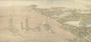 De zuidelijke inspectietour van keizer Qianlong, Rol Vier: De samenvloeiing van de Huai, 1770 door Xu Yang