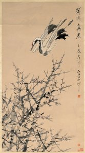 Pruimenbloesems, kraanvogel en lente door Xugu