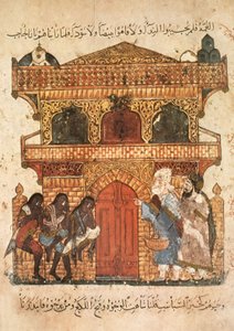 Ms Ar 5847 f.120, Paleis van een dame, uit Maqamat door Al Hariri, ca. 1240 door Yahya ibn Mahmud Al Wasiti