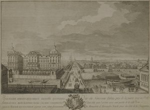 Uitzicht op de nieuw gebouwde kamers tegenover de Anichkov-poorten in Sint-Petersburg, 1753