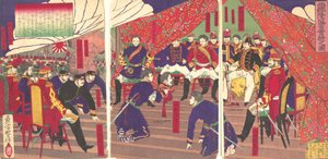 Presentatie van het hoofd van Saigo aan prins Arisogawa
