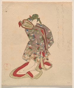 Vrouw in Chinese kostuum met vlinderpatroon