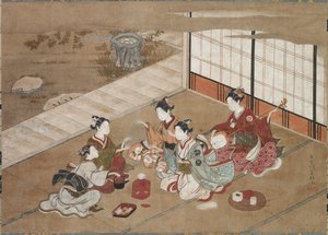 Het Handspel spelen, ca. 1760 door Yasumasa Hasegawa