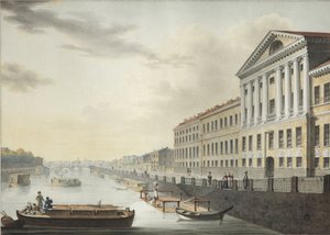 Uitzicht op de Fontanka-rivier vanaf de Izmailovsky-brug door Yermolai Ivanovich Yesakov