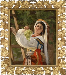 Een lachend meisje in Zuid-Italiaanse kleding, 1857