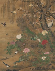 Vogels verzamelen zich onder de lentewilgen door Yin Hong