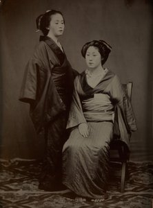 Geisha met bediende, 1860s