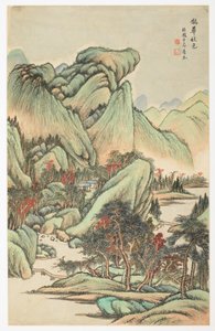 Herfstkleuren tussen Mount Quan en Mount Hua, uit een album van 12 bladen