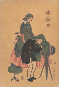 Franse fotograaf met zijn vrouw, 1861 Bunkyu 1, 2e maand