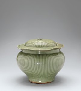 Longquan Celadon geribbelde pot & deksel