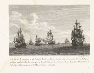 Jan Bart valt Hollandse schepen in de Baltische zee aan, 1675 door Yves Marie Le Gouaz
