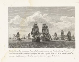 Jan Bart valt met zijn eskader een Hollandse vloot aan, 1676 door Yves Marie Le Gouaz
