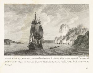 Jan Bart valt zes Hollandse schepen aan voor de kust van Portugal, 1693 door Yves Marie Le Gouaz