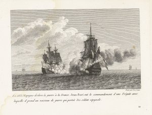 Jan Bart verovert een Spaans schip met 350 soldaten aan boord, 1683 door Yves Marie Le Gouaz
