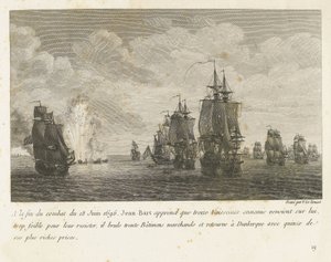Treffen tussen een vloot onder Jan Bart en een Hollandse vloot, 1696 door Yves Marie Le Gouaz