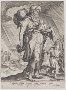 Armoede, uit Deugden en Ondeugden, 1596-97 door Zacharias Dolendo