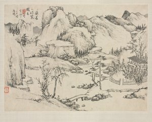 Landschapsalbum in verschillende stijlen: Landschap van Mt. Changbai naar Huang Gongwang door Zha Shibiao