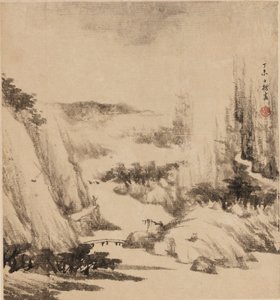 Rivierlandschap, 1667 door Zha Shibiao
