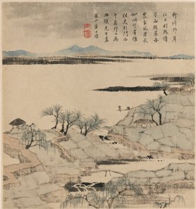 Rivierlandschap, mei-augustus 1666 door Zha Shibiao