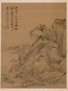 Landschap in de stijl van Ching Hao, 1775 door Zhai Dakun