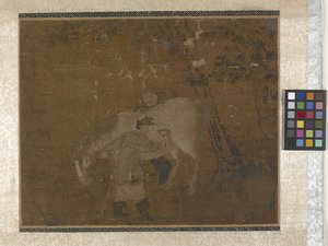 Paardenverzorgers die een Witte Paard Kammer door Zhao Mengfu Chao Meng Fu or